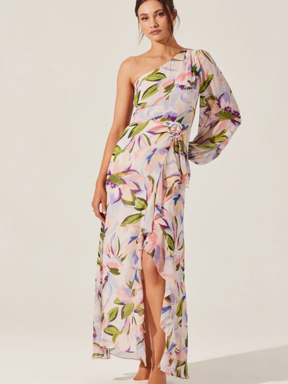 Astr the Label One-Shoulder Floral Maxi Dress